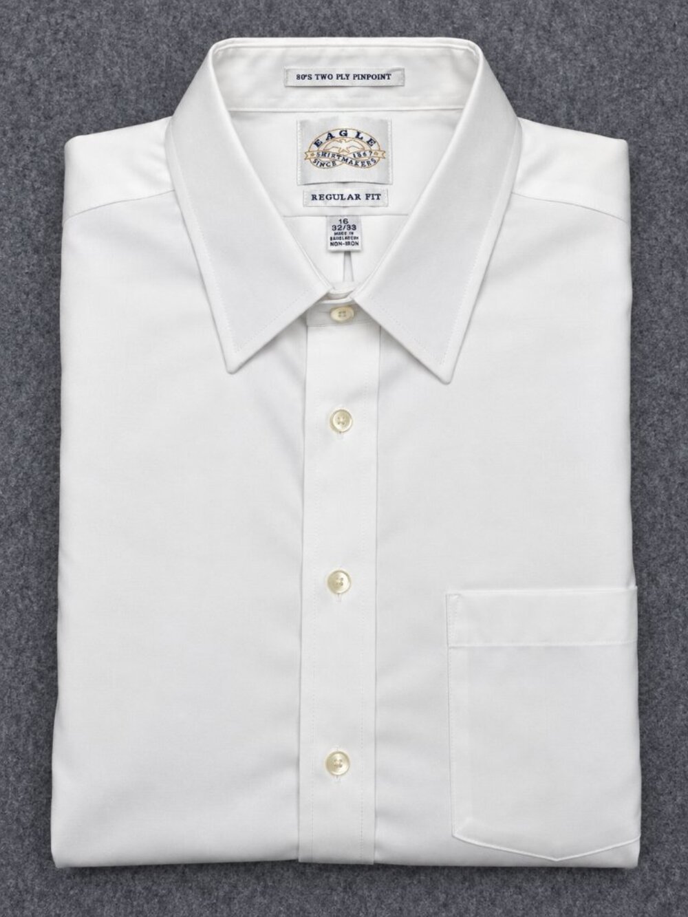Eagle Shirtmakers Men's White Non-Iron Dress Shirt 16 32/33 NWT